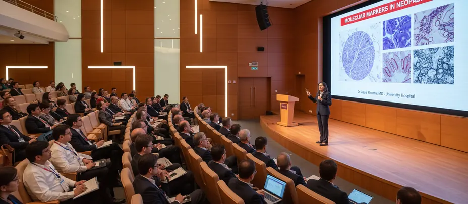 Medical conference audience and presenter